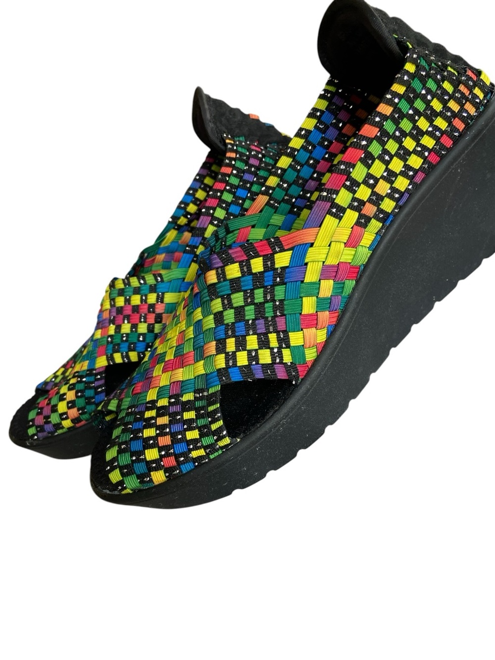 Steven by Steve Madden Women’s Braavo Rainbow Woven Wedge Pumps Size 7.5 Multi